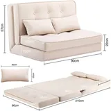 COMHOMA Schlafcouch Klappbar 2-Sitzer Beige