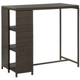 vidaXL Bartisch mit Regal Braun 120x60x110 cm Poly Rattan