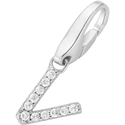 Charm Buchstabe "Buchstabe V, Zirkonia Steine, Silber 925", weiß, GIORGIO MARTELLO MILANO, Charms, Damen, Silber 925 (Sterlingsilber)