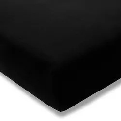 Bettlaken ESTELLA "Zwirnjersey", schwarz, B:100cm L:200cm, Jersey-Elasthan, Obermaterial: 97% Baumwolle, 3% Elasthan, Laken, langlebig, temperaturausgleichend, Bettlaken, Spannbetttuch