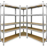 ECD Germany Eckregal Metall 180x70x40 cm Silber