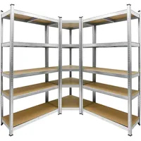 ECD Germany Eckregal Metall 180x70x40 cm Silber