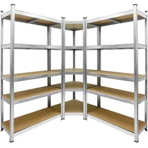 ECD Germany Eckregal Metall 180x70x40 cm Silber