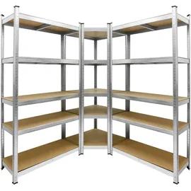 ECD Germany Eckregal Metall 180x70x40 cm Silber