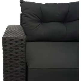 MCW Poly-Rattan Garnitur MCW-J34, Balkon-/Garten-/Lounge-Set Sitzgruppe Sofa, Staufach ~ schwarz, Kissen dunkelgrau