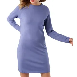 Tamaris Damen Midi-Kleid Sommer-Kleid modisches Langarm-Kleid 95920428 Blau - 34