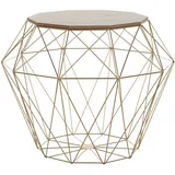 Beliani Beistelltisch, heller Holzfarbton / gold Zehneck ELIDA