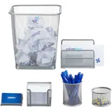 Relaxdays Schreibtischset silber