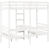 vidaXL Hochbett mit Schreibtisch & Stühlen Kiefer 90 x 200 cm weiß