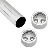 SOTECH Schrankstangenset 800 mm zylindrisch Garderobenstange Chrom poliert bestehend aus Kleiderstange inkl. 1 Paar zylindrischen Schrankstangenlager