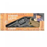 J.G.Schrödel Scorpion antik: Spielzeugpistole für Zündplättchen-Munition, in Box, passend für Cowboys und Sheriffs, 8 Schuss, 22 cm, grau / silber (106 8278)