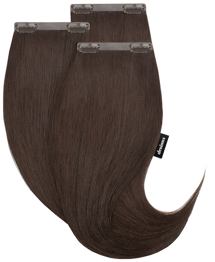 Desinas Echthaar Extensions dunkelbraun Haarextensions  