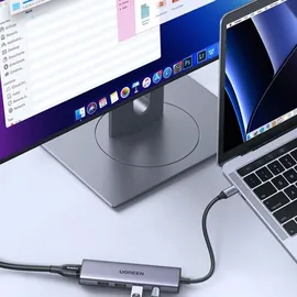 UGREEN USB-C to 3*USB.3.0+HDMI Hub 5-in-1 Multifunktions-hub-adapter 3x Usb-a HDMI 4K PD 100W (Grau)