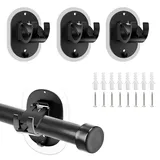 Shwdsy 4 Stück Gardinenstange Halterung, ABS-Material Gardinenstangen Halterung, Gardinenhaken Selbstklebend, Schwarz Gardinenstangenhalter, mit Schrauben und Expansionsrohr, für Küche und Bad