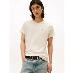 Tommy Jeans für Herren. DM0DM04411 Beigefarbenes T-Shirt mit schmaler Passform (L), Lässig, Baumwolle, Kurzarm