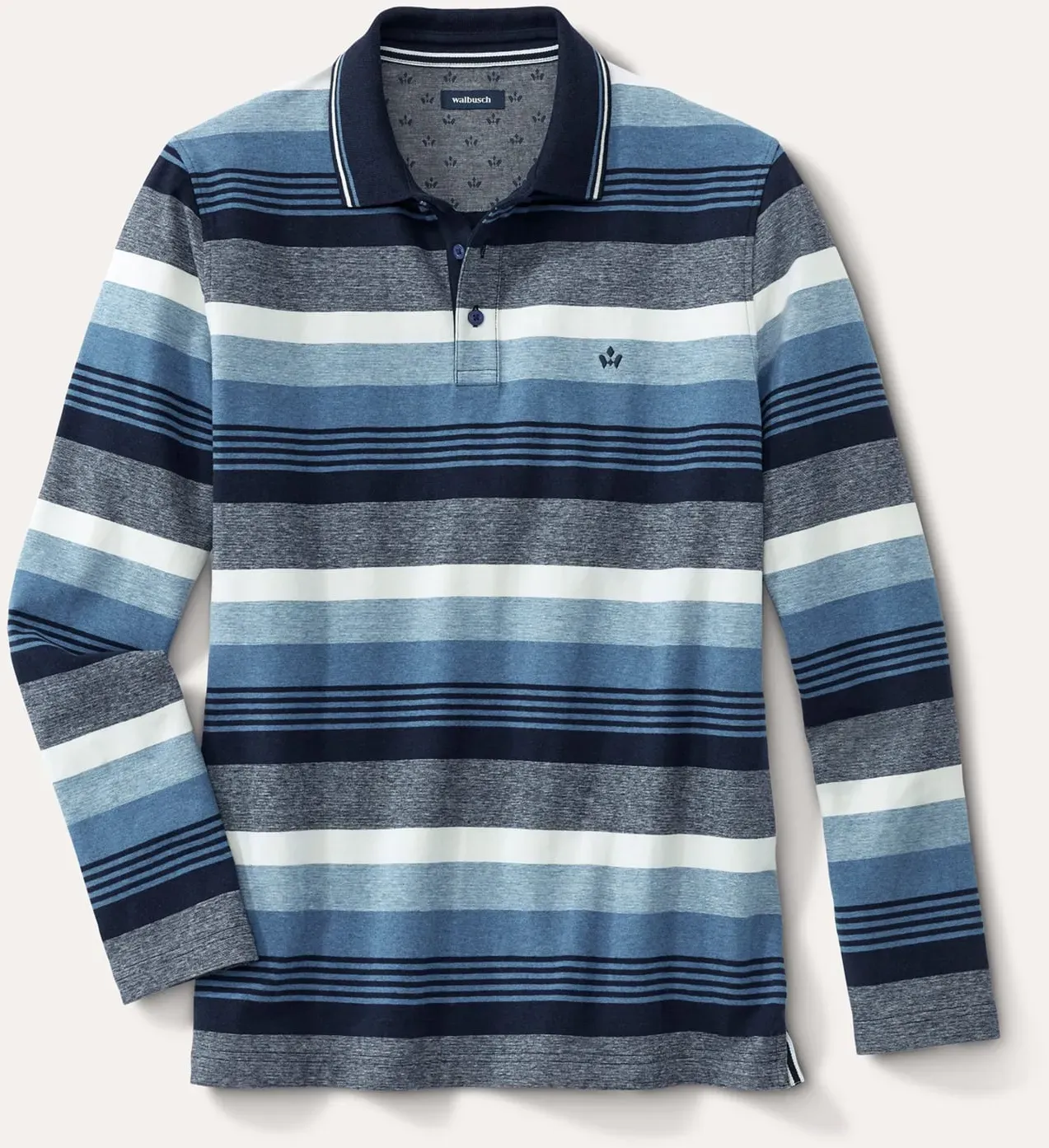 Walbusch Herren Thermopolo Supersoft Blau gestreift