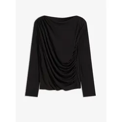 bonprix Langarmshirt mit Raffungen, schwarz, 36/38 (S)