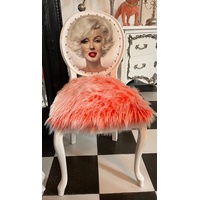 Casa Padrino Esszimmerstuhl Luxus Barock Esszimmer Stuhl Marilyn Monroe Orange - Handgefertigter Pop Art Designer Stuhl mit Kunstfell - Barock Esszimmer Möbel