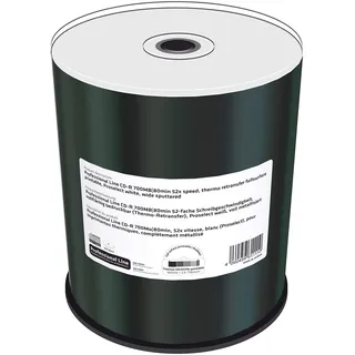 MediaRange Professional Line CD-R 700Mb|80Min 52-fache Schreibgeschwindigkeit, vollflächig bedruckbar (Thermo-Retransfer), Proselect Weiß, voll Metallisiert, 100er Cakebox