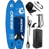 CRESSI seit 1946 - Ultra Isup Kayak Set - Aufblasbares SUP Board mit Sitz Erwachsene Große Stabilität Strapazierfähigkeit Komplett Zubehör Paddel Flosse Pumpe Tasche-Blau_320x81x15 cm Max 130 kg