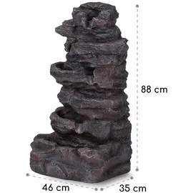 Blumfeldt Stonehenge Solarbrunnen, inkl. Solarpanel, Lithium-ionen-akku (ca. 5h Laufzeit), Led-beleuchtung, Polyresin frostbeständig, für drinnen und draußen Grau