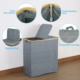 luxuskollektion Wäschekorb 2 Fächer geteilter Schmutzwäschebehälter 140 l