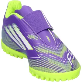 adidas F50 Club Hook and Loop Turf Football Boots Kids Fußballschuhe, Purple Rush/FTWR White/Lucid Lemon