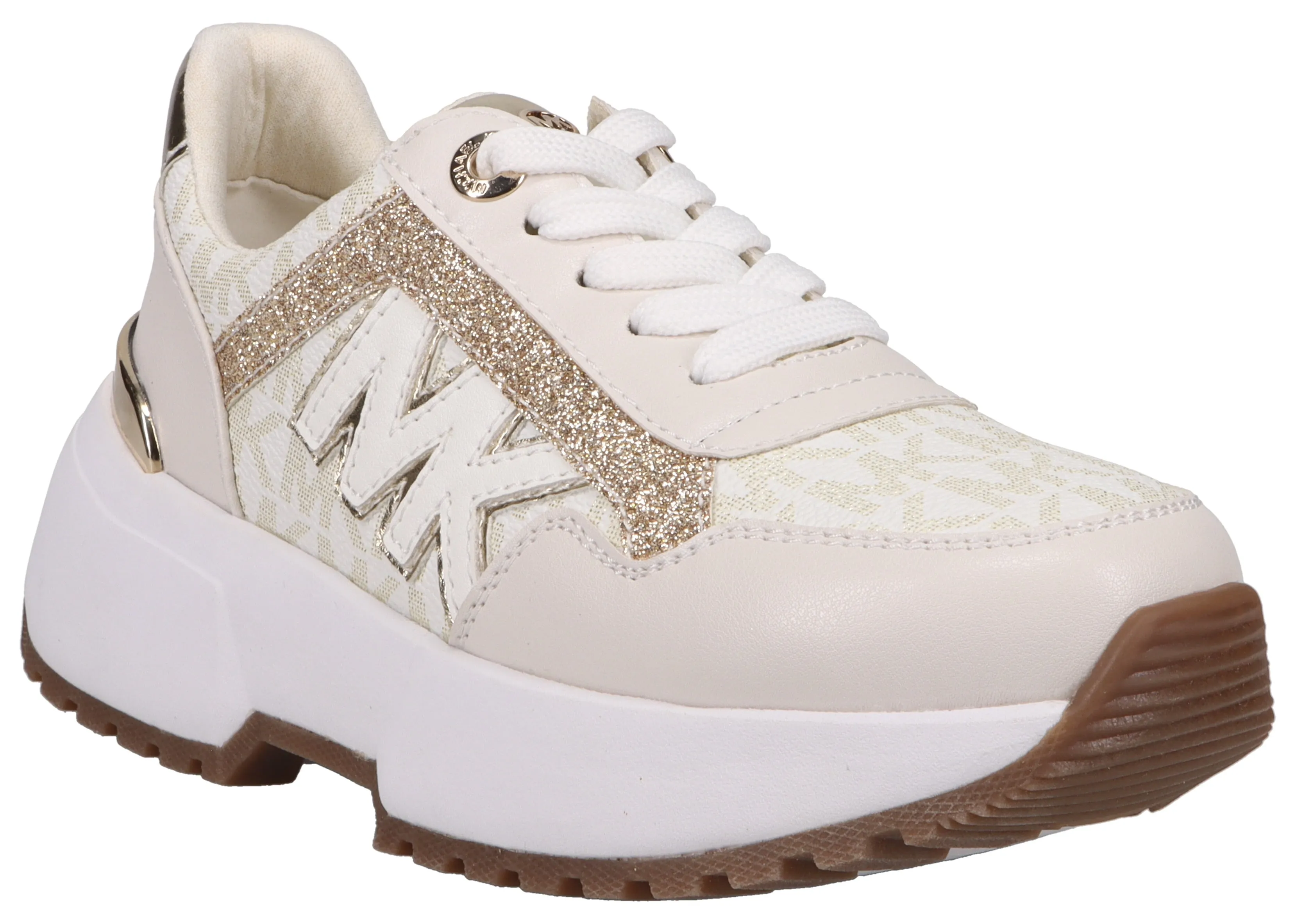 MICHAEL KORS KIDS Sneaker »COSMO MADDY«, mit goldfarbenen Deteails, Freizeitschuh, Halbschuh, Schnürschuh MICHAEL KORS KIDS beige-goldfarben 33