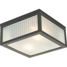QAZQA AußenDeckenleuchte Aluminium Glas 2-flammig IP44 schwarz