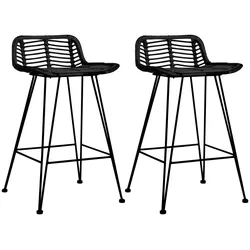 vidaXL Barhocker 2 Stk. Schwarz Rattan