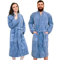 Ege Organics Frottee Unisex Bademantel aus Bio Baumwolle Denimblau XXL