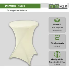 Baumarktplus Set Stehtisch klappbar Ø 80 cm & Husse beige Tischdecke bügelfrei Gastrotisch...