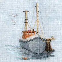 Bothy Threads Kreuzstich-Set Menuette – Fischerboot, 10x10cm, DWMIN02A, Zählmuster