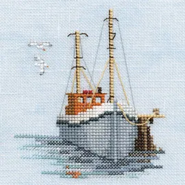 Bothy Threads Kreuzstich-Set Menuette – Fischerboot, 10x10cm, DWMIN02A, Zählmuster