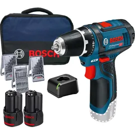 Bosch GSR 12V-15 Professional inkl. 2 x 2 Ah + 39-tlg. Zubehör 0615990GB0