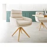 DELIFE Esszimmerstuhl Abelia-Flex mit Armlehnen Cord Beige Holzgestell kantig Natur, Esszimmerstühle