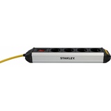 Stanley Steckdosenleiste 4-fach 2m mit Schalter, Aluminiumgehäuse, schwarz