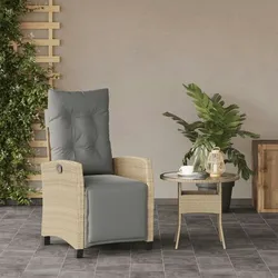 vidaXL Gartensessel mit Fußteil Verstellbar Beigemischung Poly Rattan