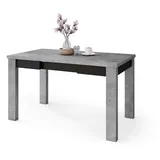 designimpex Esstisch Design Fonte Tisch ausziehbar 85 bis 130 cm grau|schwarz