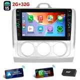 ESSGOO Für Ford Focus II MK2 2004-2011 Android 15 Carplay Autoradio GPS Navi Autoradio (RDS, 4+64GB(optional), Digitalradio (DAB), USB- und Type-C, DAB+ (optional), Apple Carplay Android Auto GPS Navi WIFI BT EQ mit USB- und Type-C) schwarz|silberfarben