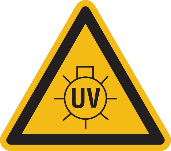Warnschild, Warnung vor UV-Strahlung - praxisbewährt - 200 mm Folie selbstklebend