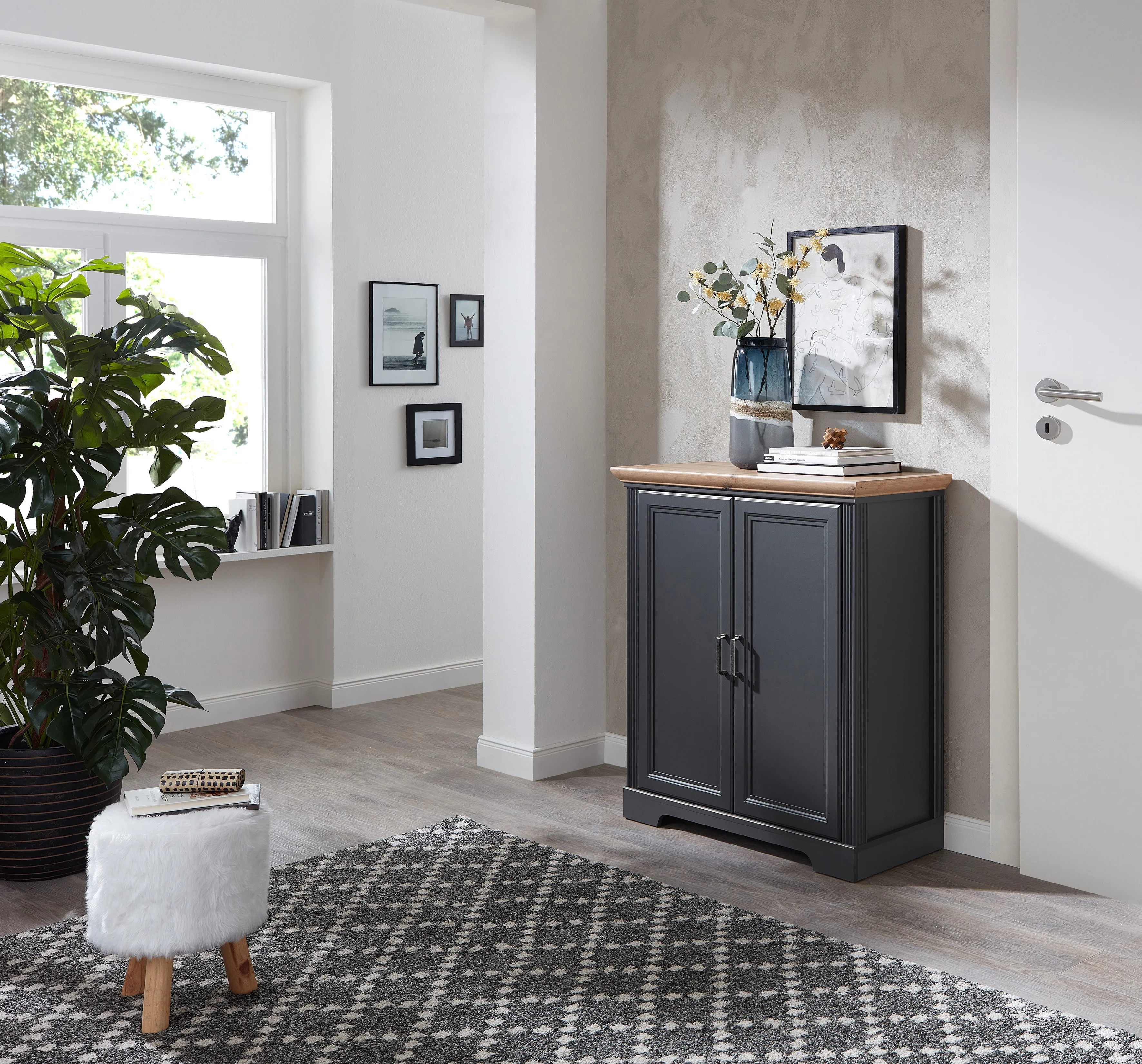 Kommode INNOSTYLE "Jasmin", grau (graphit), B:93cm H:102cm, Holzwerkstoff, FSC-zertifizierter Holzwerkstoff, Sideboards, mit 2 Türen