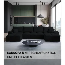 bromarkt Eckcouch Samt 5-Sitzer Grau