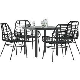 vidaXL 5-teiliges Garten-Esszimmerset aus schwarzem Polyrattanglas