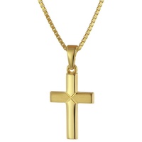 trendor 75680 Kreuz-Anhänger für Kinder Gold 333 mit goldplattierter Halskette, 38 cm