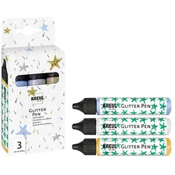 3 KREUL Glitter Pen Bastelfarben-Set farbsortiert