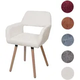 Esszimmerstuhl HWC-A50 II, Stuhl K√ochenstuhl Polsterstuhl, Holz Stoff/Textil Chenille (465g/m¬≤) FSC¬Æ ~ creme