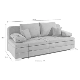 Jockenhöfer Schlafsofa Mikrofaser 4-Sitzer Grau