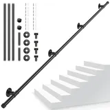 Handlauf Treppe, Couleeur Rutschfester Treppengeländer Innen und Außen Geländer Wandhandlauf mit Zubehör Handlauf Schwarz Haltegriff Treppe Edelstahl für Treppen, Brüstung, Balkon (3M)