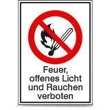 SafetyMarking® Verbotsschild Feuer, offenes Licht und Rauchen verboten 13,1 x 18,5 cm